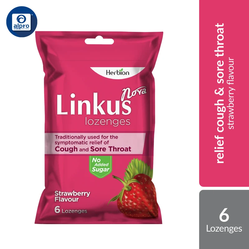Linkus Nova Strawberry Lozenges 6S | Relief Cough & Sore Throat