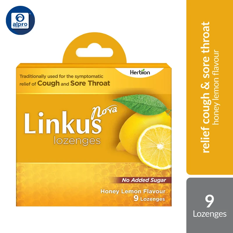Linkus Nova Honey Lemon Lozenges 9s | Relief Cough & Sora Throats