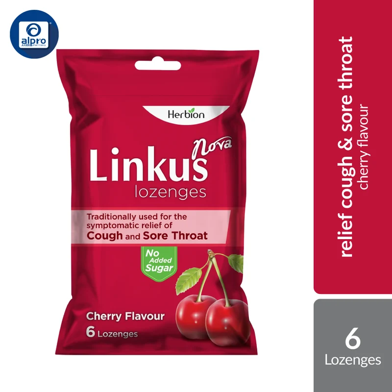 Linkus Nova Cheery Lozenges 6s | Relief Cough & Throat
