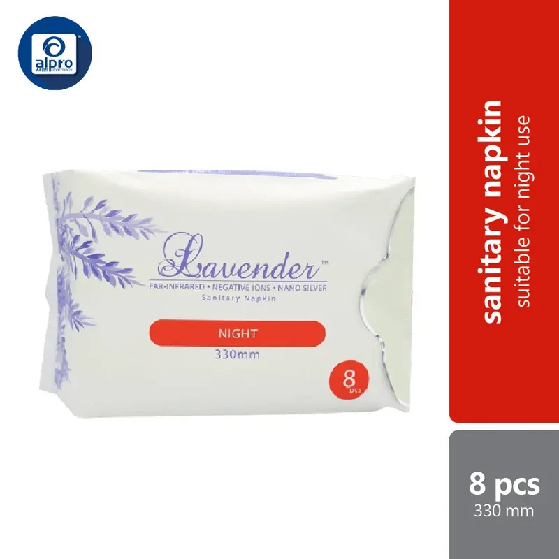 Lavender Sanitary Pad For Night 330mm 8s | To Provide Protection And Comfort