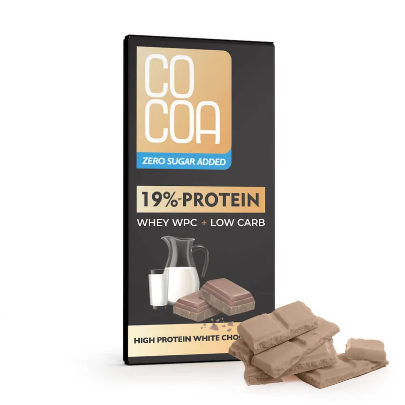 EIWEISSE SCHOKOLADE MIT WPC-EIWEISS OHNE ZUCKERZUGABE 65 g - COCOA
