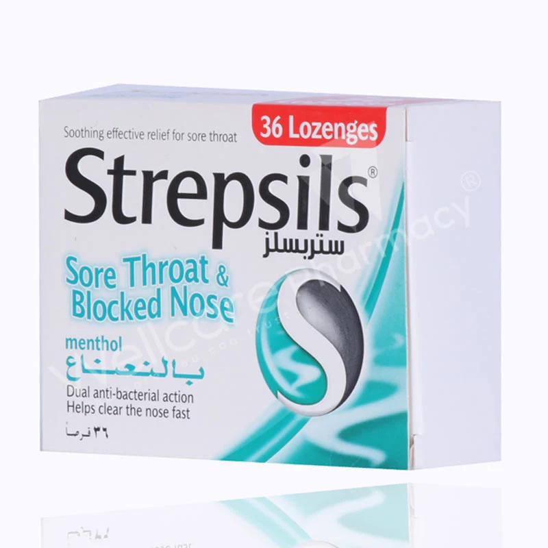 Strepsils Sore Throat & Blocked Nose Lozenges Menthol 36'S