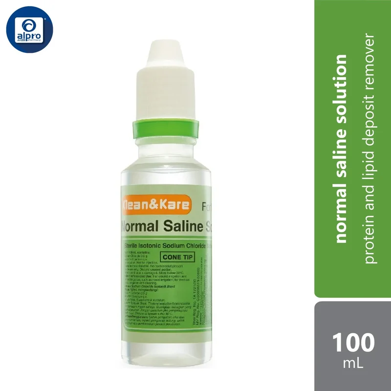 Klean&Kare Normal Saline Solution 100mL | Protein and Lipid Deposit Remover