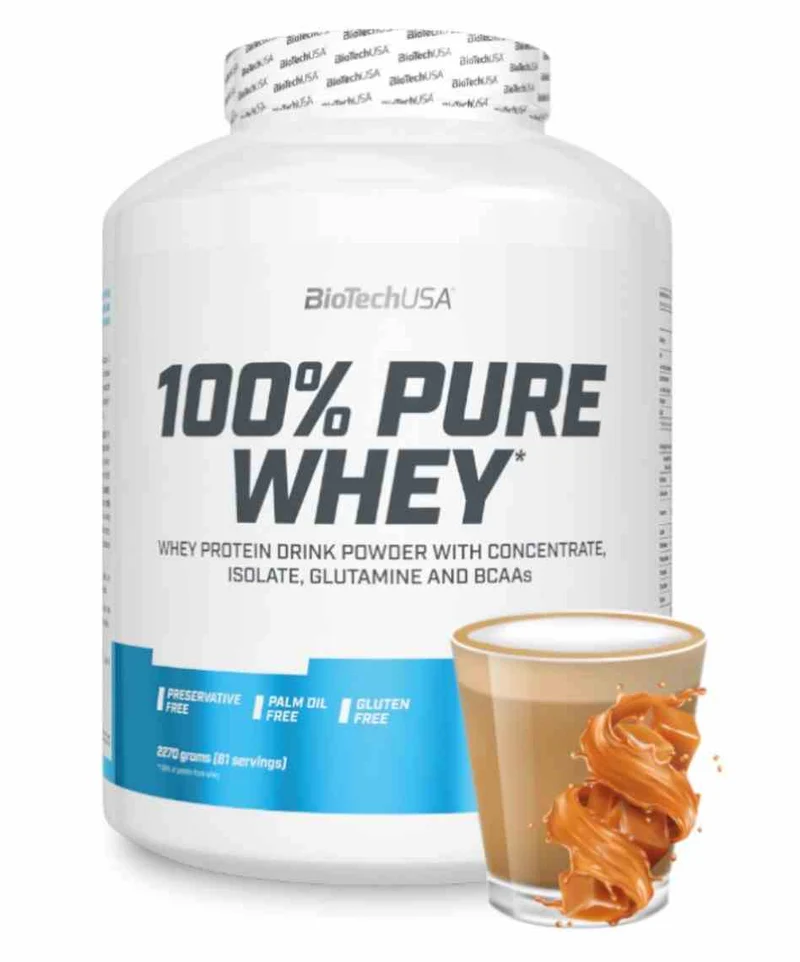 BioTech USA 100% reine Molke 2270g Karamell-Cappuccino-Geschmack