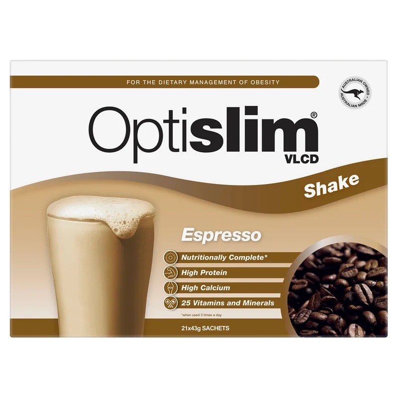 Optislim VLCD Meal Replacement Shake Espresso 21 x 43g Sachets