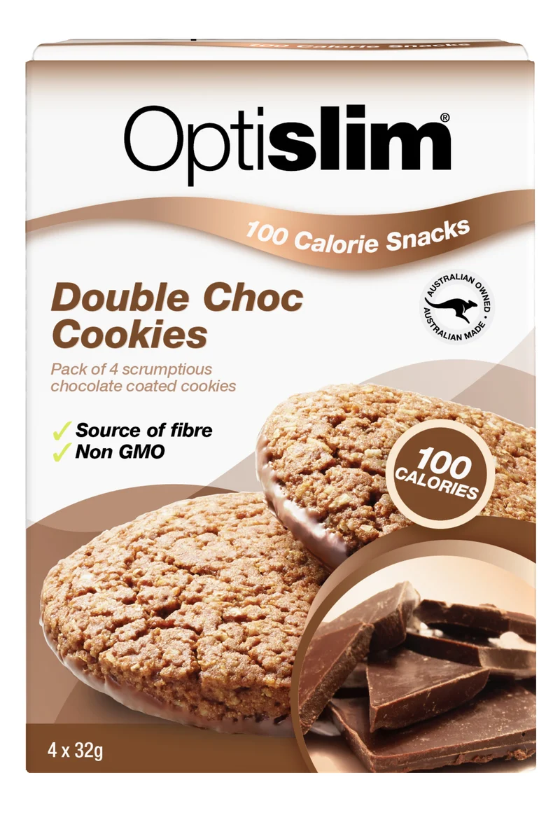 Optislim Double Choc Cookies 100 Calories 4x32g