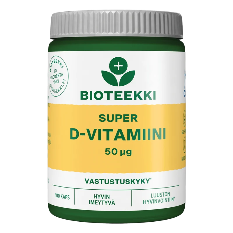 Bioteekins SUPER D-vitamin 50 µg 100 kapslar