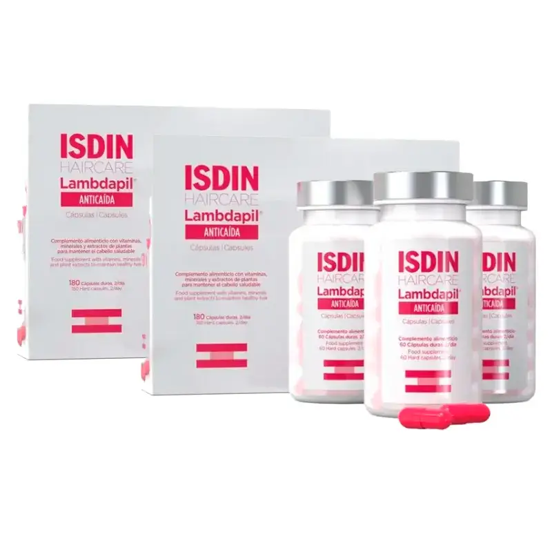 Isdin Lambdapil Anticaida Cápsulas, Embalagem 2 x 180 Unidades