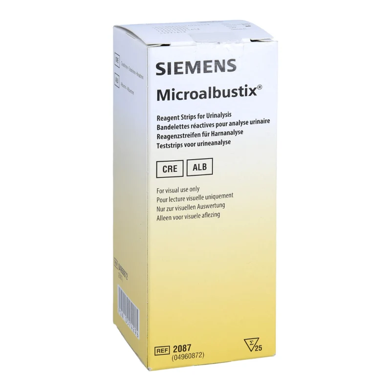 Microalbustix Hart -testremsor, utvärderade visuellt. - 25 stycken | Pack (25 stycken)
