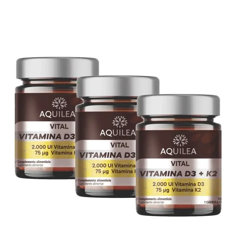 Aquilea Vitals Vit D3+K2, 90 cápsulas, embalagem de 3