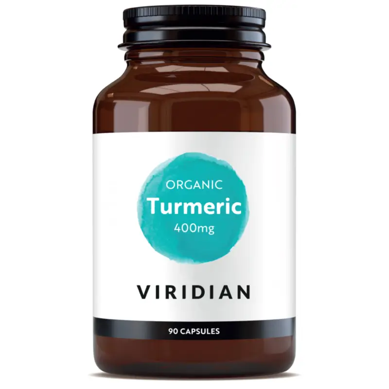Viridian Plantas: Cúrcuma Biológica 400 mg, 90 cápsulas