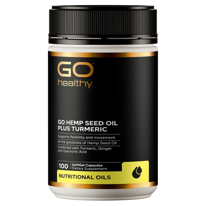 GO Healthy GO Hemp Seed Oil &Turmeric Supplement 100 Caps