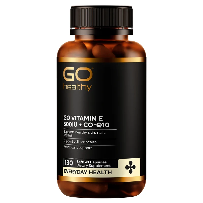 GO Healthy GO Vitamin E + Co-Q10 Supplement 500IU 130 Caps