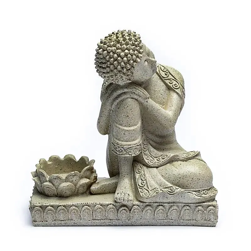 Buddha med ljushållare, grå