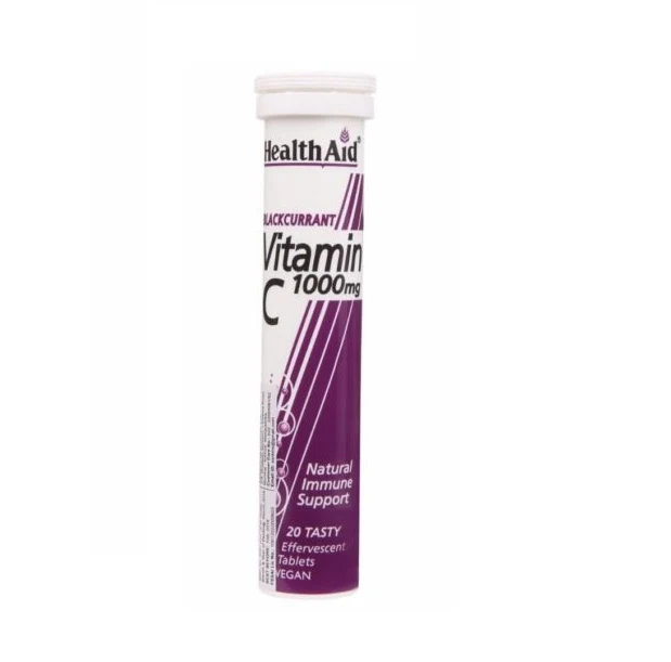 Health Aid Vitamin C 1000mg Blackcurrant Effervescent Tablets 20'S