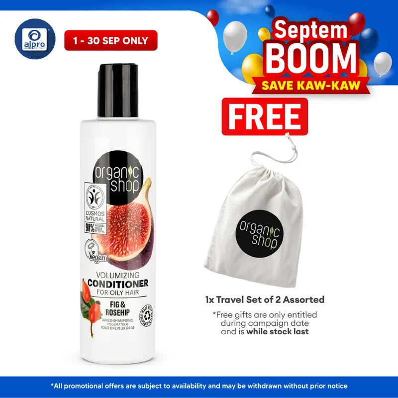 Organic Shop Volumizing Conditioner for Oily Hair Fig and Rosehip 280mL | Restore Balance to Scalp
