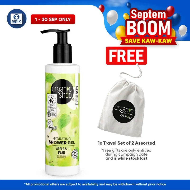 Organic Shop Hydrating Shower Gel Apple and Pear 280mL | Nourish & Refresh Skin