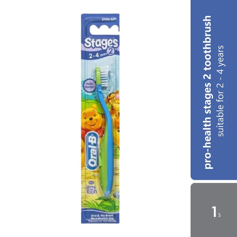 Oral B Toothbrush Stages 2 2-4years Pooh/Winnie 1s | Suitable for baby teeth