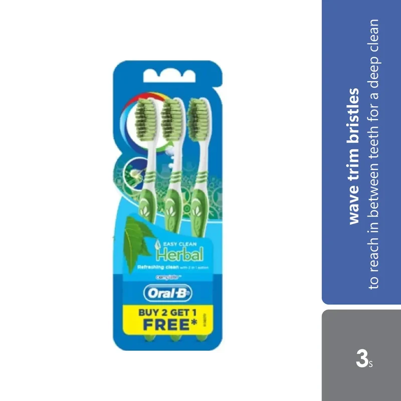 Oral-b Complete Easy Clean Herbal Polybag 3s | Polish Away Teeth Surface Stains