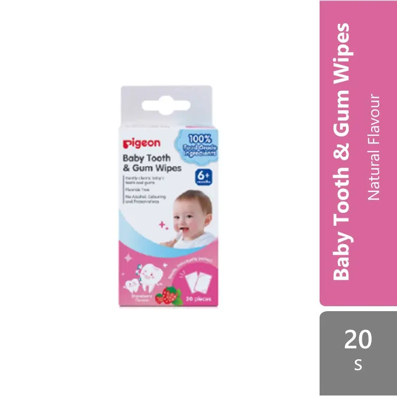 Pigeon Baby Tooth & Gum Wipes Strawberry 20s | For Baby Healthy Teeth and Gum