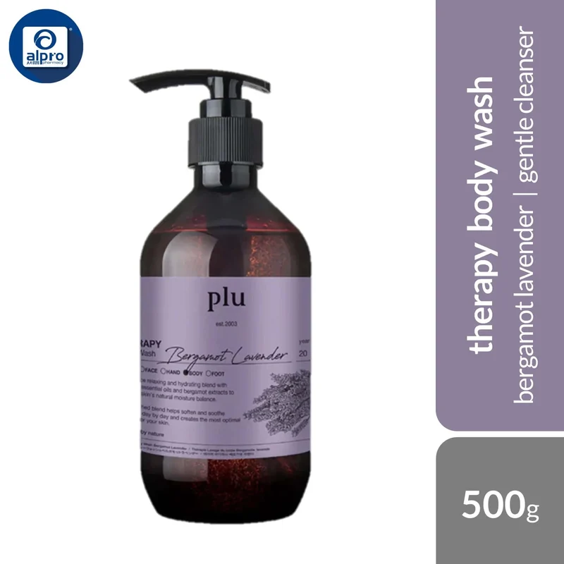 plu Therapy Body Wash (Bergamot Lavender/ Lily Vanila/ Basil Eucalyptus) 500g | Gentle Cleanser & Intense Hydration