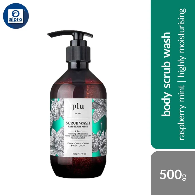 plu Body Scrub Wash (Raspberry Mint/ Lime Grape/ Grapefruit Peach) 500g | Highly Moisturizing & Gentle Exfoliating