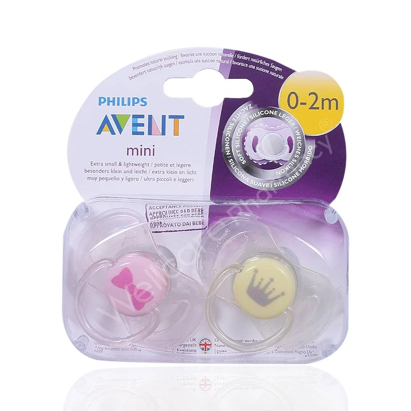 Avent Mini Silicone Soother 0-2month 2'S -Scf151/02