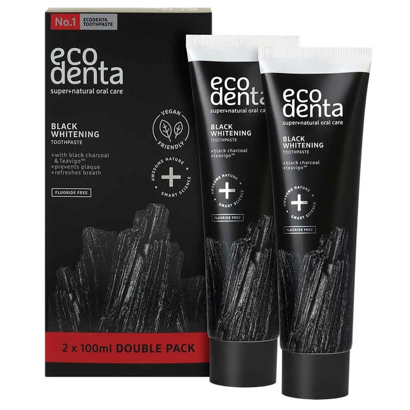 Ecodenta Black Whitening Hammastahna 2x100ml
