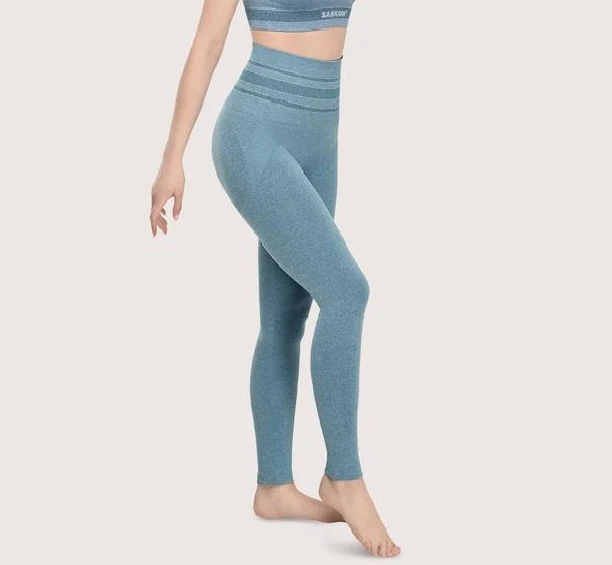 SANKOM PINK MELANGE PATENT YOGA LEGGINGS SMALL AND MEDIUM