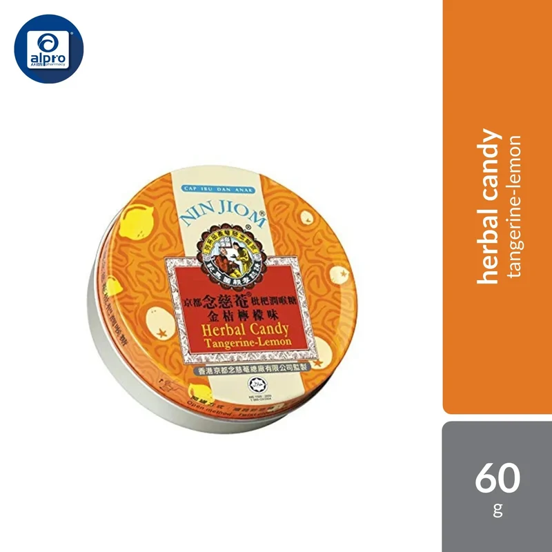 Nin Jiom Herbal Candy Tangerine Lemon 60g | Relieve Throat Discomfort
