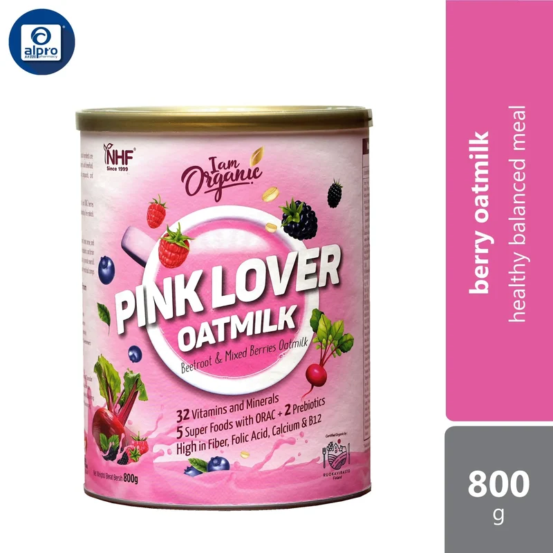 NHF I Am Organic Oatmilk Pink Lover Oatmilk (Beetroot & Mixed Berries Oatmilk) 800g | Healthy Balanced Meal