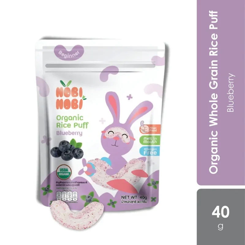 Nobi Nobi Organic Whole Grain Jasmine Rice Puff - Assorted Flavour 40g | Rich In Nutrition