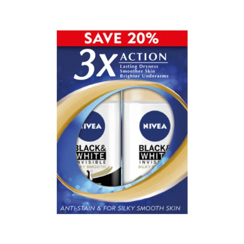 Nivea (f) Black & White Invisible Roll On 50ml 2s