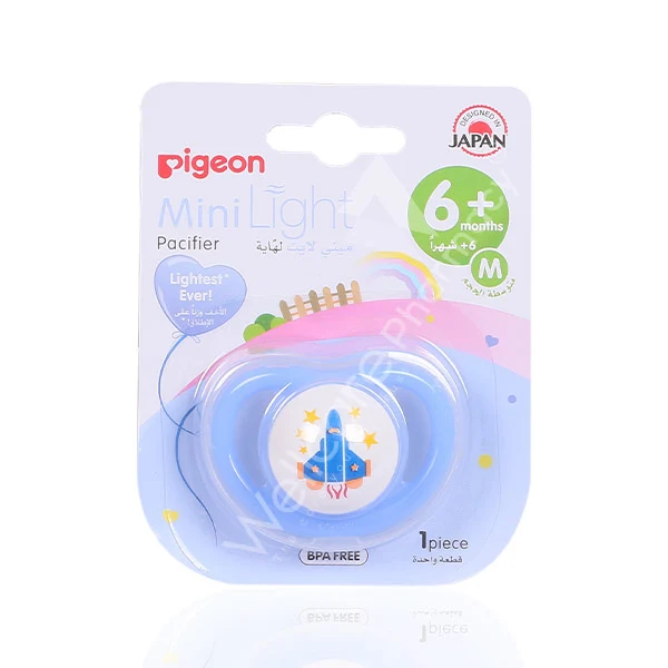 Pigeon Minilight Pacifier Single 6months Plus Boy Aeroplane & Elephant