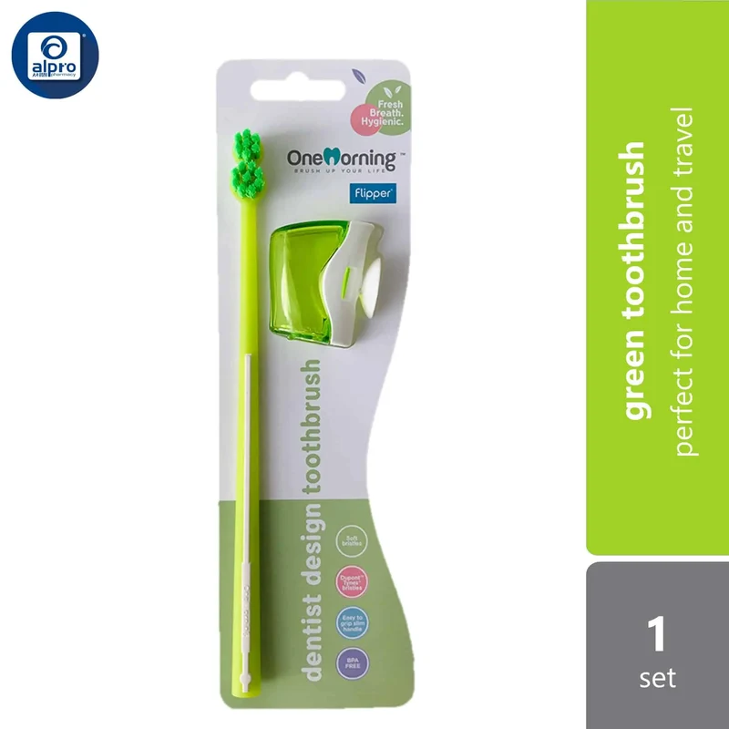 One Morning Combo Toothbrush (Green/ Purple/ Blue/ Red) 1s | Perfect For Home and Travel