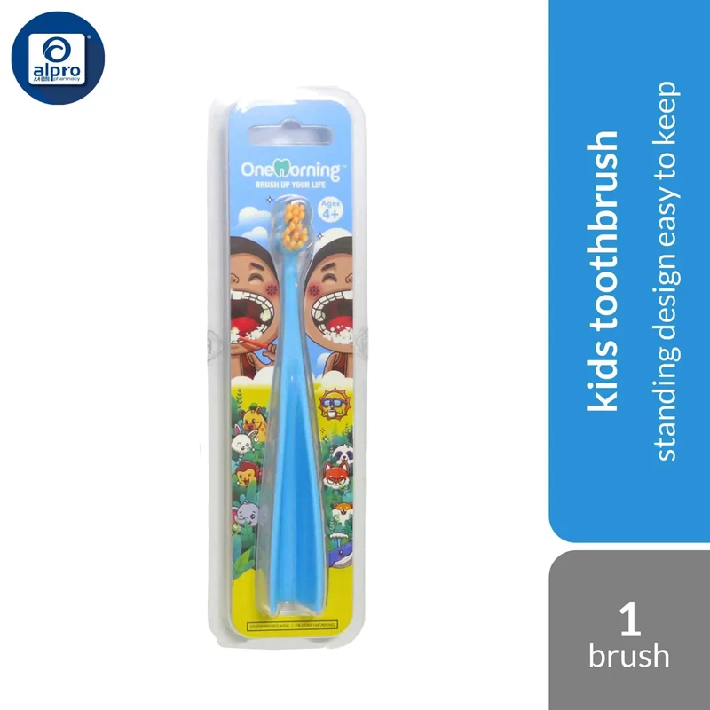 One Morning Tri Kids Toothbrush (Blue/ Pink) 1s | Standing Design Easy to Keep Brush Upright