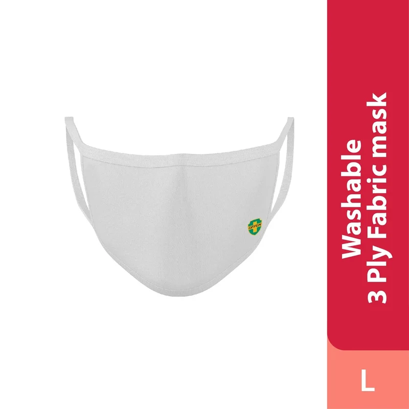 Offen 3 Ply Reusable Face Mask With Anti-bacterial Properties (size M & L: White) 1pc | For Adult