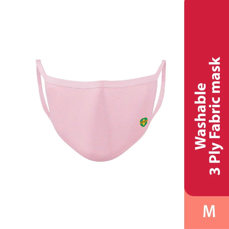 Offen 3 Ply Fabric Mask (Size M & L : Pink) | For Adult