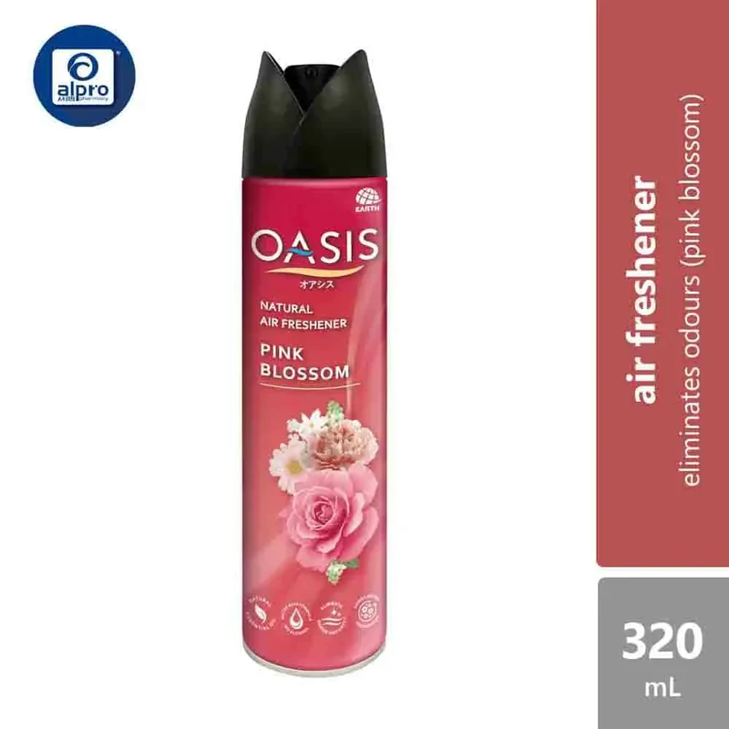 Oasis Natural Air Fresherner Spray 320ml (Pink Blossom/ Relaxing Purple/ Lively Green)