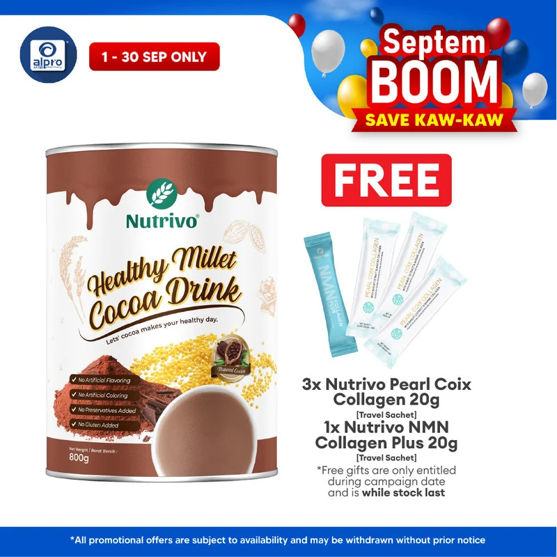 Nutrivo Healthy Millet Cocoa Drink 800g | Smooth Velvety Chocolate