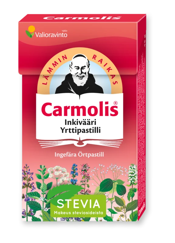 Carmolis Inkivääri Yrttipastilli, stevia