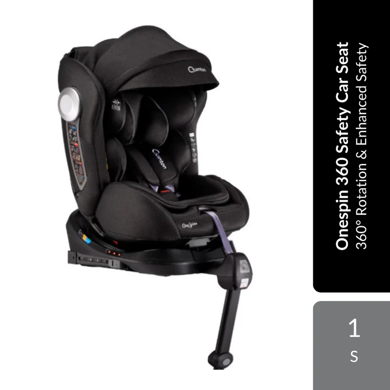 Quinton Onespin 360 Safety Car Seat 1s | 360° Rotation & Enhanced Safety For Growing Children (Black)