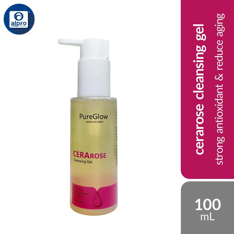 PureGlow Cerarose Cleansing Gel 100mL | Strong Antioxidant & Reduce Aging