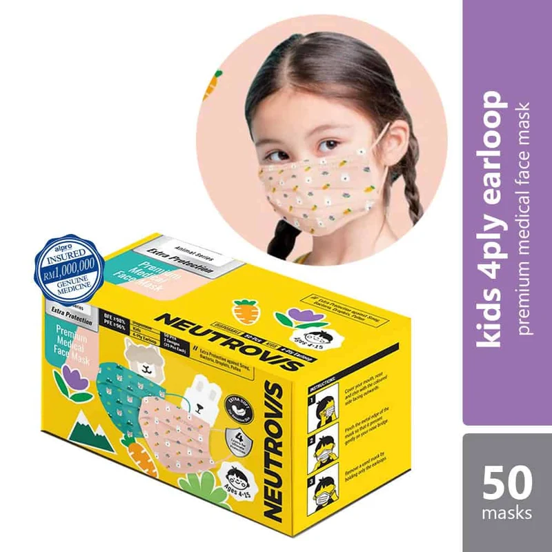 Neutrovis Kids (Rabbit & Llama) Premium Medical 4ply Face Mask 50s