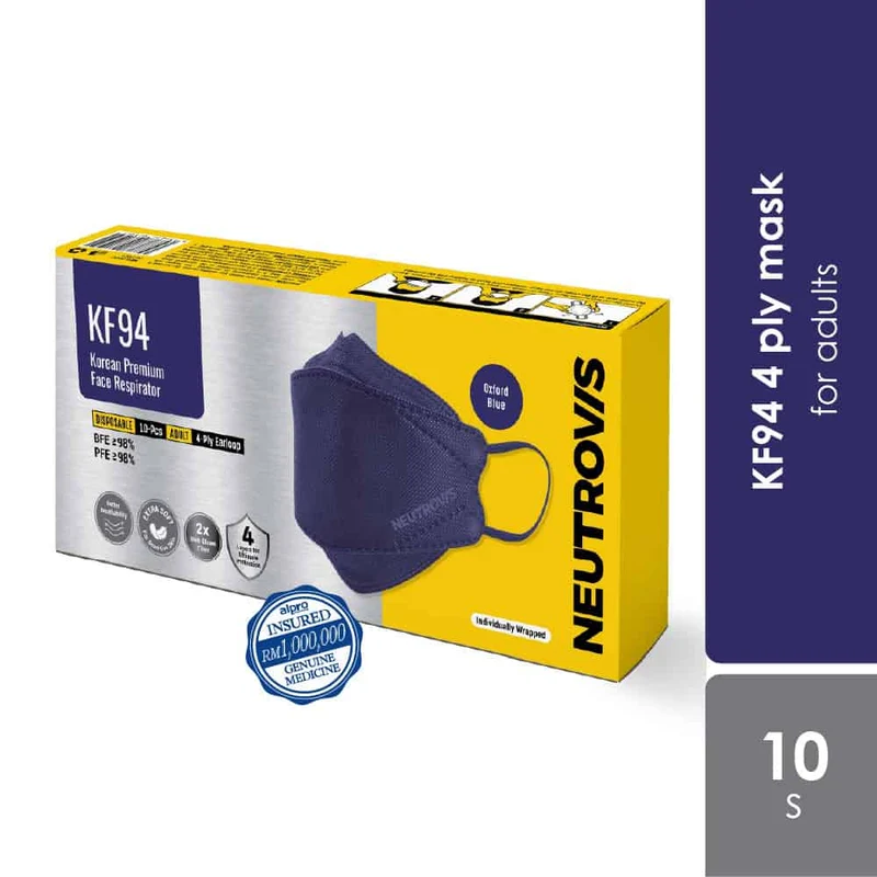 Neutrovis KF94 Korean Premium Medical Face Mask (Oxford Blue) 10s | For Adult