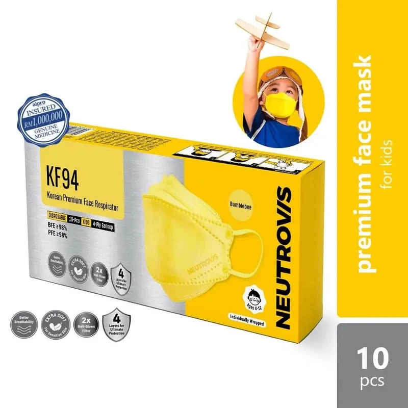 Neutrovis KF94 Korean Premium Medical Face Mask (Bumblebee) 10s | For Kids