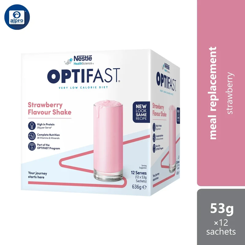 Nestle Optifast Milk Shake Strawberry 53g ×12s (New) | Safe & Effective Weight Lost