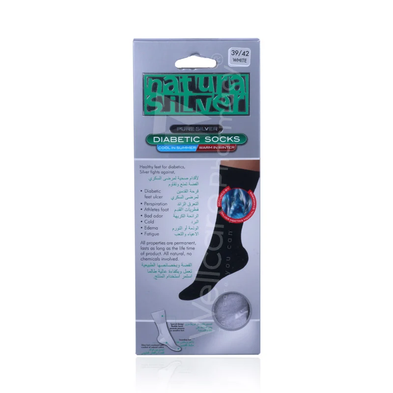 Eco Silver Diabetic Socks White 39-42m