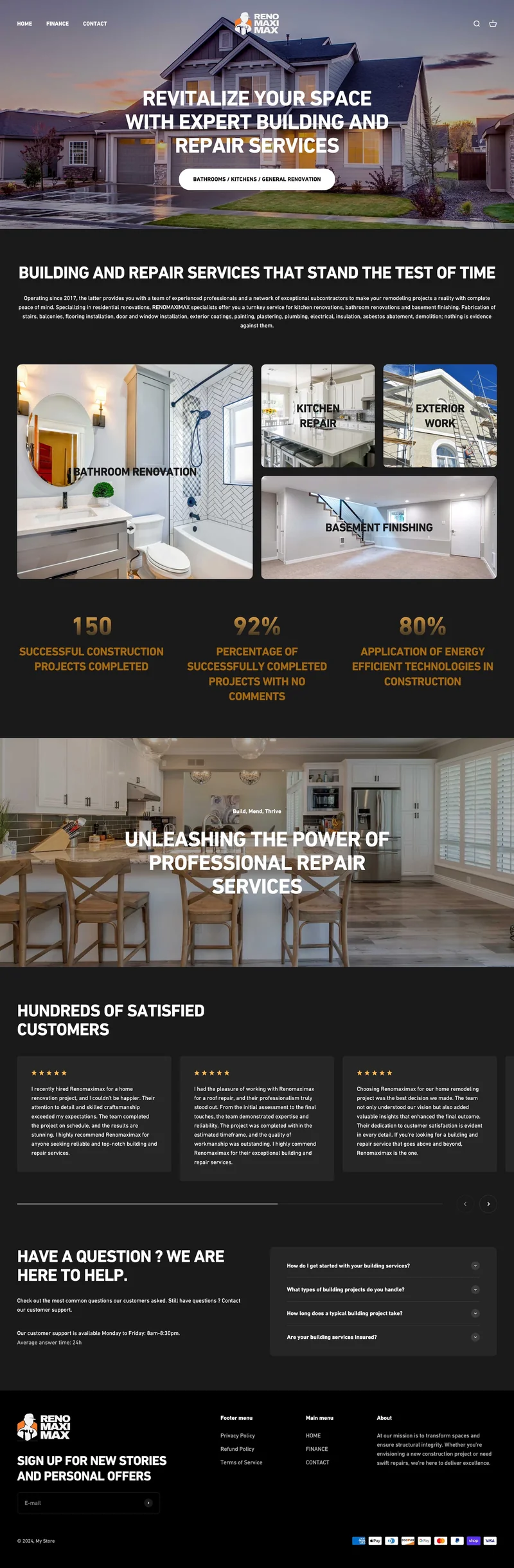 Shopify Website for Home Renovation & Construction Services