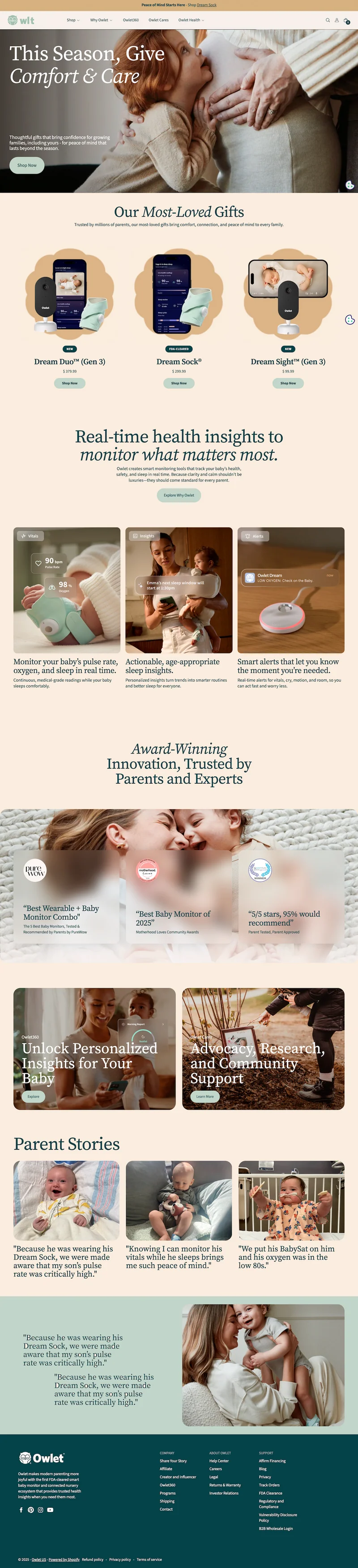 Shopify Website for Smart Baby Monitoring & Parenting Technology Brand